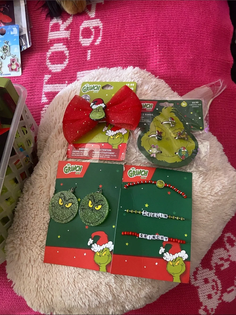 adidas Kids Red Grinch Holiday Hair Bow & Jewelry Set